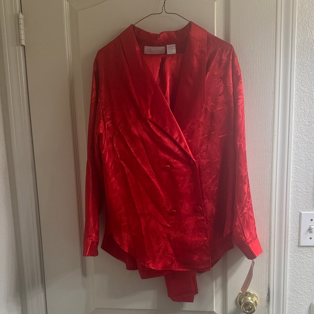 Elegant Red Satin Blazer